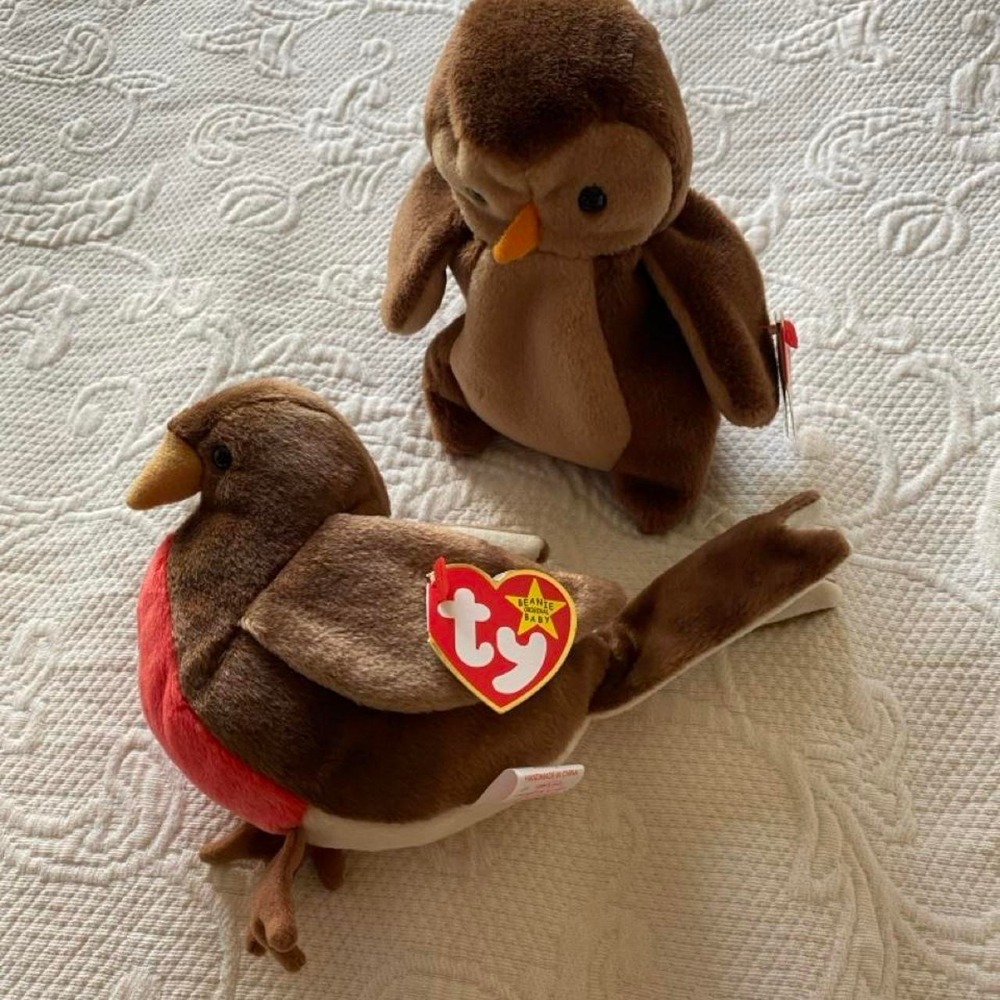 Ty Beanie Babies Hoot Owl and Robin s10